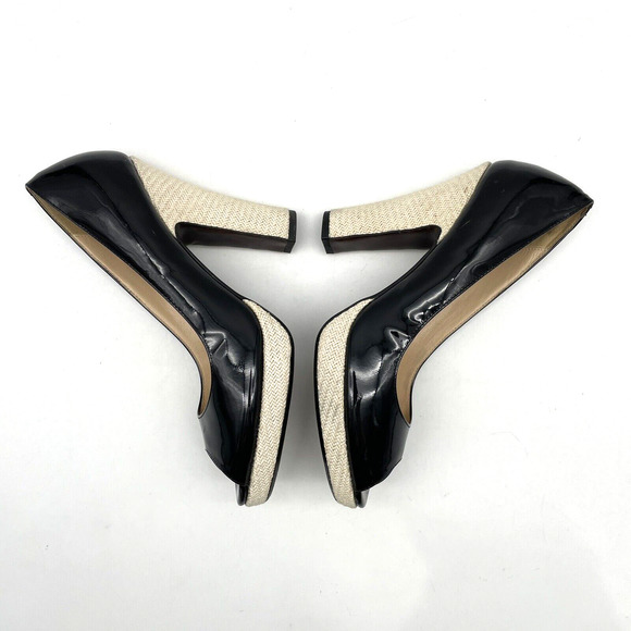 Cole Haan x NikeAir Black Patent Woven Platform Peep Toe Platform Heels 8.5B - Picture 15 of 16